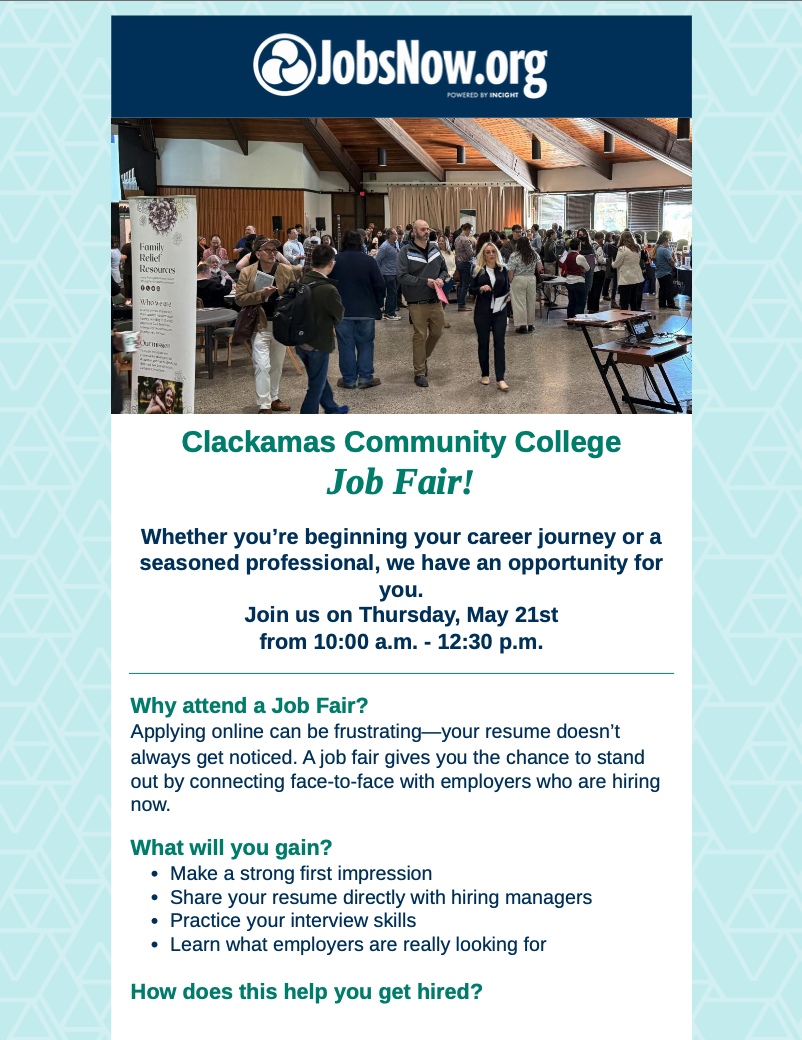 Clackamas Community College Job Fair
